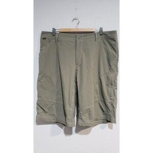 Kuhl Shorts Men's 40 Green Nylon Cargo Zip Pockets Outdoor Camping Hiking Comfy